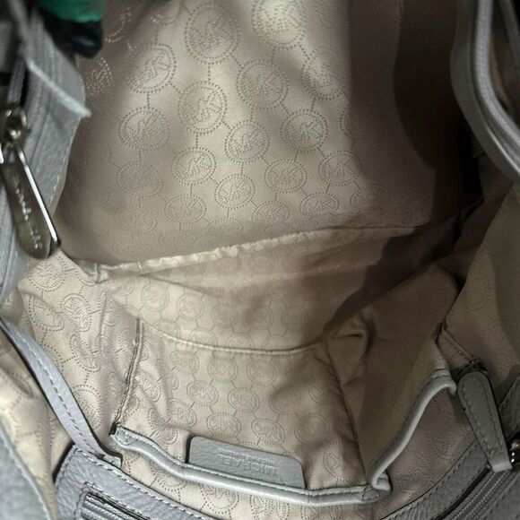 MICHAEL KORS MK Harper Light Doge Gray Grey Purse Bag Tote Shopper Chain Detail - Picture 9 of 12
